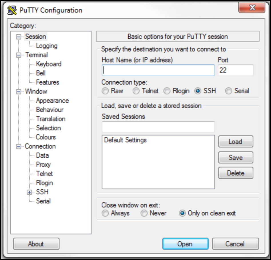 Putty Configuration