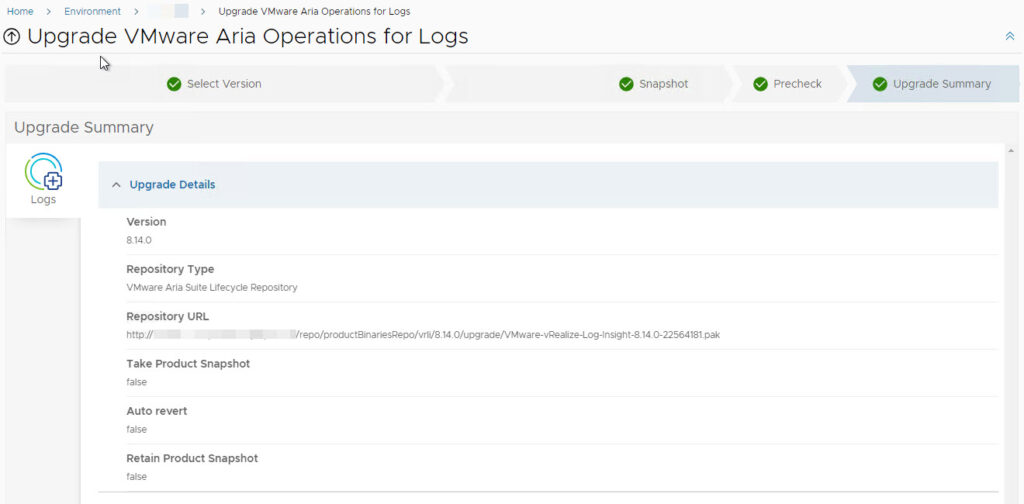 Aria Procedure Code Update.pdf » Updating Aria Operations for Logs from Aria Suite Lifecycle